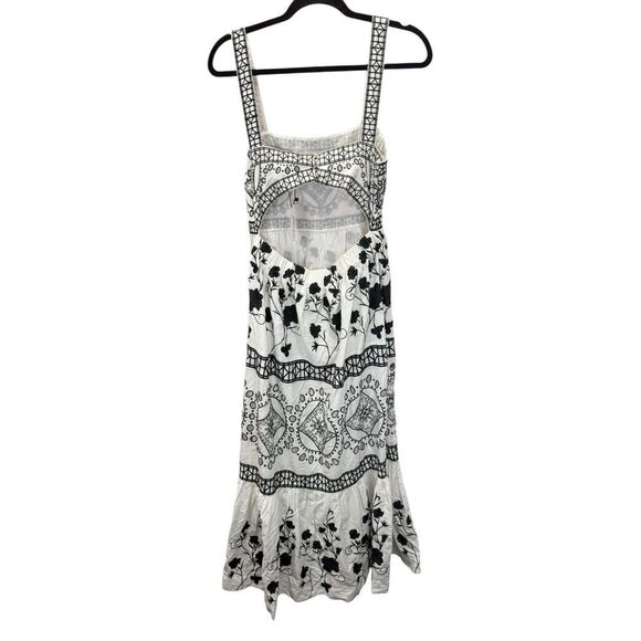 Karen Millen Floral & Geo Embroidered Cutout Maxi Dress US 8 NWT Cotton - Picture 10 of 13